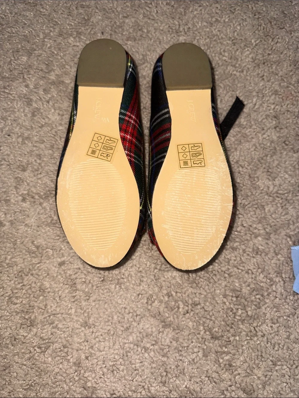 J. Crew Girls' Plaid Bow Mary Janes in Red and Green-NEVER WORN